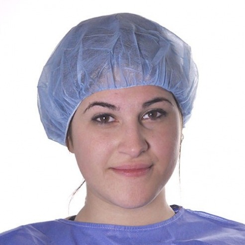 Round cap in TNT w/ elastic- Blue (100 units) Img: 202304151 Round cap in TNT w/ elastic- Blue (100 units) Img: 202304151