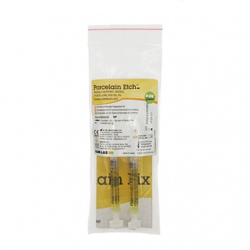 Porcelain Etch: Hydrofluoric Acid 9% (2 x 1.2 ml syringes + 4 tips) Img: 202109111