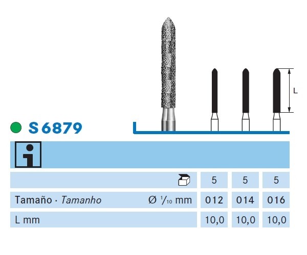 S6879.314 Bur. Diamond Cylindrical Pointed FG (5 pieces) - Nº014 Img: 202204021