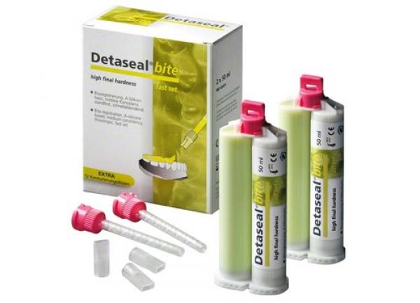 Detaseal® Bite - Silicone Occlusion Material - 2 x 50 ml, 8 pink mixing tips, 8 contouring tips Img: 202104171