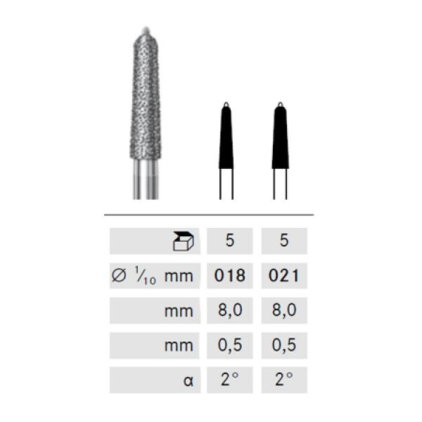 Bur 6856P diamond for chamfer crowns FG (5ud) KOMET
