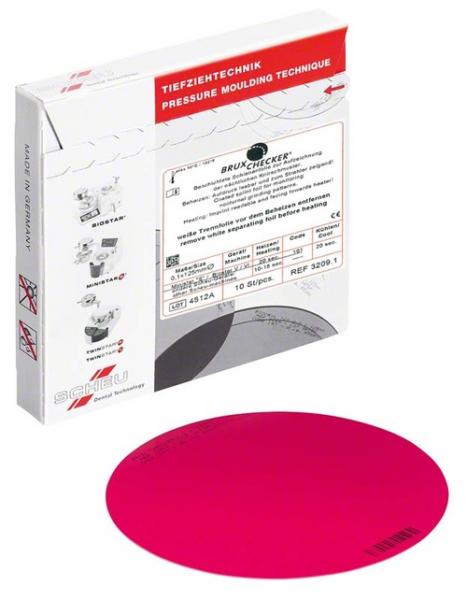 Brux Checker Analysis Sheets - 10 pieces red, Ø 125 mm, thickness 0.1 mm Img: 202104171