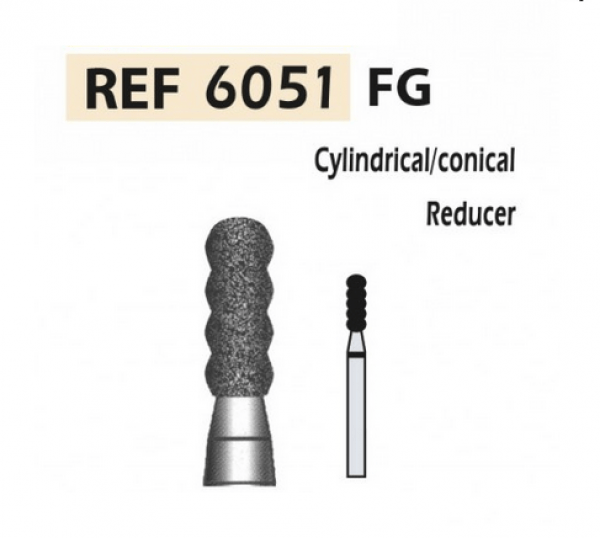 DIAMOND CUTTERS 6051-FG X5UDS cylindrical / conical reducer. (6051-016 F RED) Img: 202110301