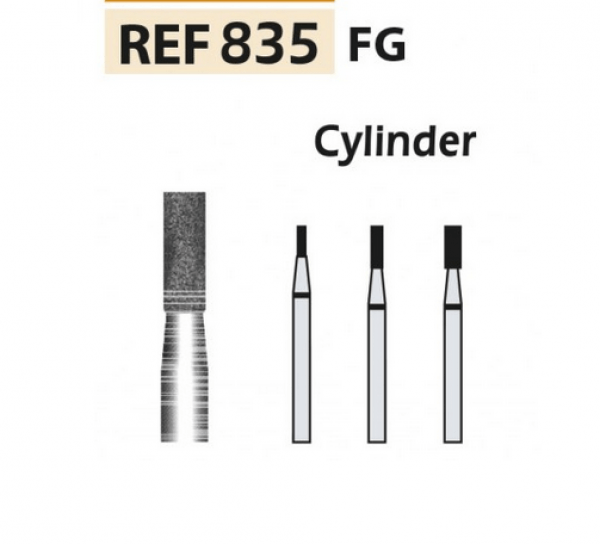 DIAMOND CUTTERS 835-FG Cylinder tip flat X5UDS. (835-009 M BLUE / TRANSP) Img: 201811031