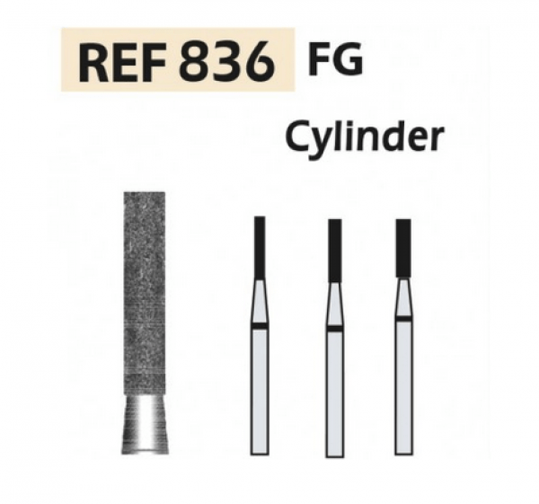 DIAMOND CUTTERS 836-FG Long flat tip cylinder X5UDS. (836-010 C GREEN) Img: 202110301