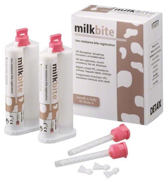 Milkbite Bite Registration - Mixing Cannulas - 2 x 50 ml Base + Catalyst. 8 units of pink mixture / 8 units of contouring Img: 202107101