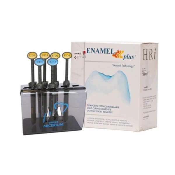 Enamel plus HRI: Light Curing Composite Kit with Holder (2.5 g syringes) - 6 x 2.5 g syringes - Colour: Assortment Img: 202307011