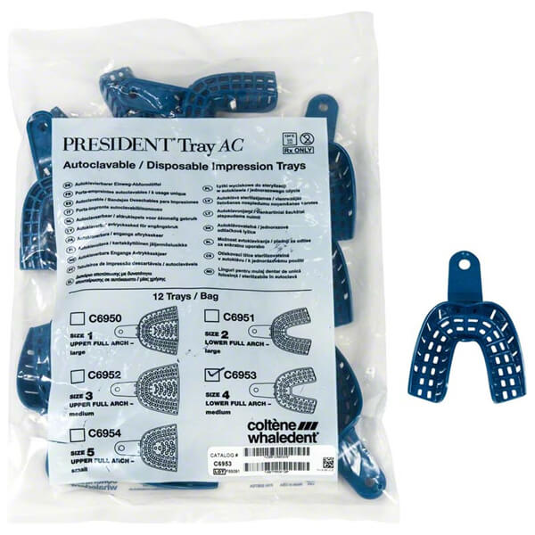 Disposable Perforated Plastic Dental Impression Trays - 12 Trays Per Bag (Choose Your Size)