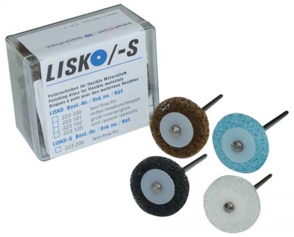 LISKO /-S - Polishing discs (10 + 4 + 1 Mandrel) - 10 turquoise S polishing discs, 4 backing pads and 1 chuck Img: 202104241