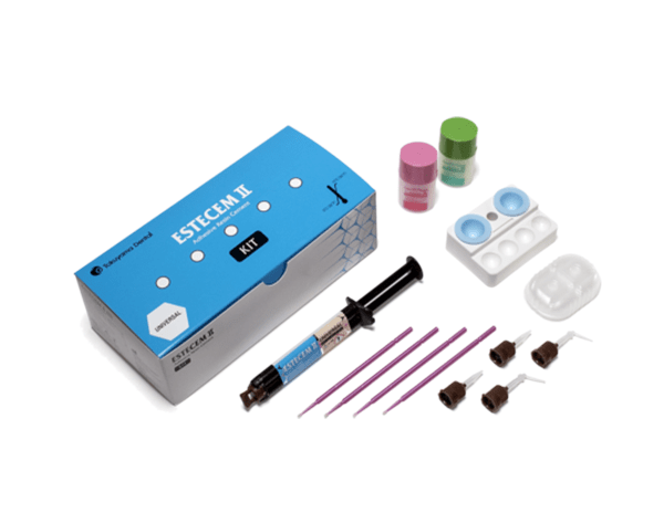 Estecem II: Universal resin cem kit (Paste A/B + Bond A/B + Accessories) - 2x2,3ml + 5ml Adhesive + Accessories Img: 202308191