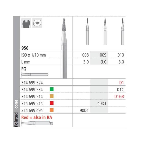 90D1/6 956 Diamond Lance FG Burr (6 pcs) - Nº008 Img: 202204301