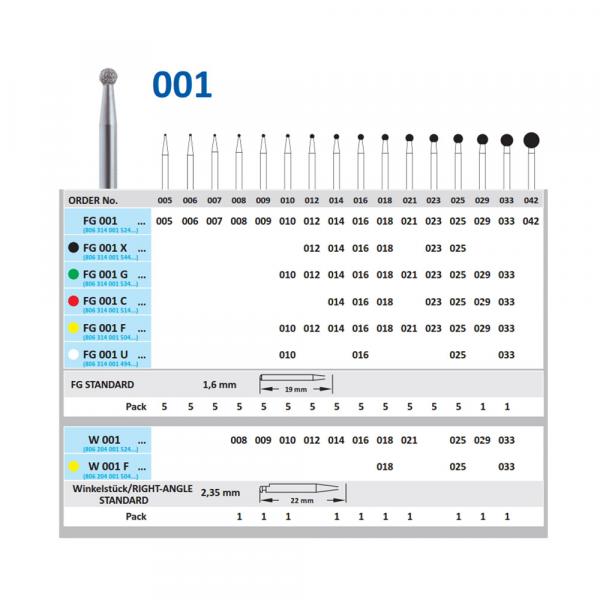 Diamond bur FG001F FIG. 5 units - 001F-010 FIG 801 5pc Img: 201907271