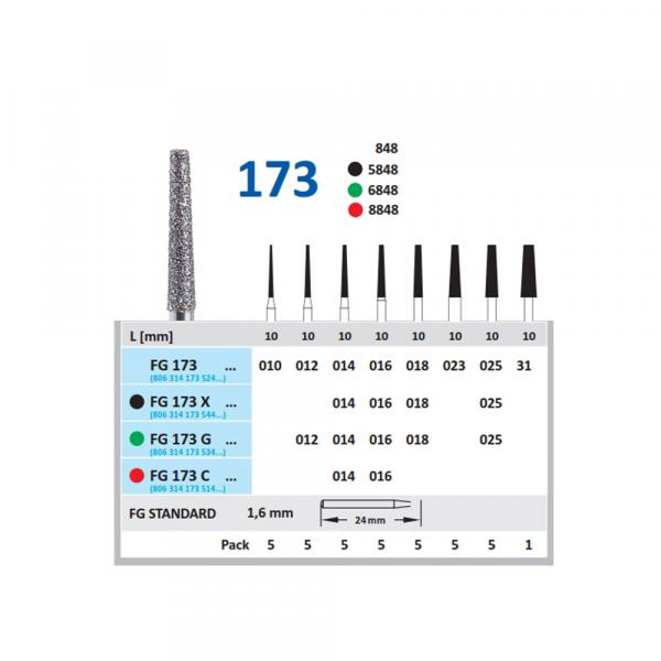 FG173 FIG. Diamond Bur  848 - (5 pcs.) - 173-010 FIG.881 5pcs Img: 201907271