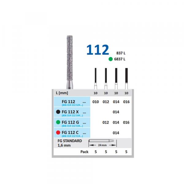 FG112 FIG. Diamond bur  837L - (5 pcs.) - 112-010 FIG.837L 5pc Img: 201907271