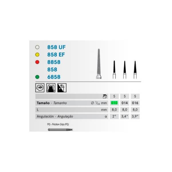 Diamond burs 858EF Conical pointed FG (5 pcs) - 858ef.314.010 Img: 202204301