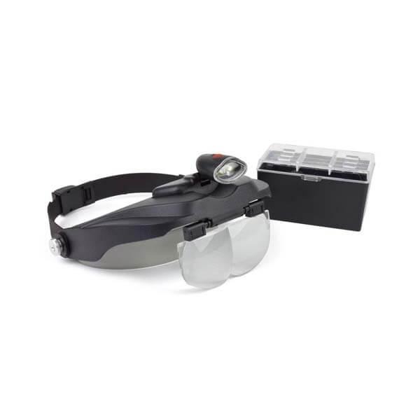 BINOCULAR LEATHER WITH LED VISOR AND 4 LENSES 1.2x-1.8x-2.5x3.5x Img: 202208061