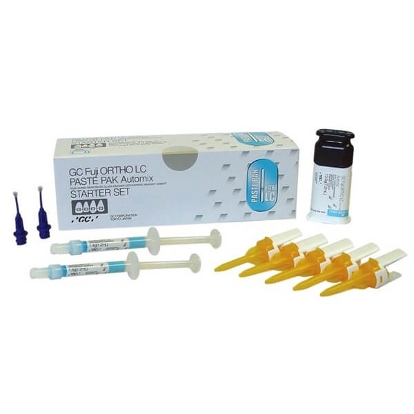 Fuji ORTHO LC: Light Curing Glass Ionomer Light Curing Paste Pak Automix - Set (13.3 g cartridge + Ortho Gel Conditioner) Img: 202307011