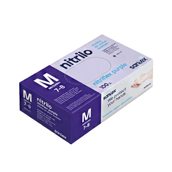 Powder-Free Disposable Lilac Nitrile Gloves (100 units) - XS Img: 202511221