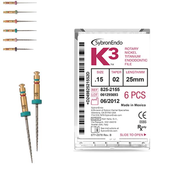 K3 Endodontic files (6 pcs) SYBRONENDO