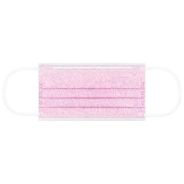 Graffiti Surgical Mask: 4-Layer Disposable Medical Masks (50 pcs) - PINK Img: 202507191