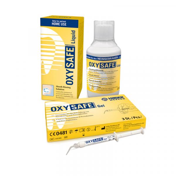 Oxysafe - Active Oxygen Gel Periodontitis without CHX - Intro Kit (3 gel syringes + 3x250ml Liquid) Img: 201907271