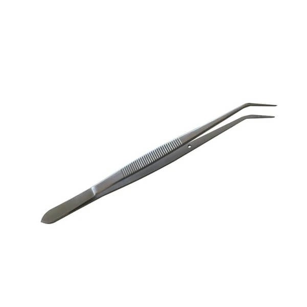 Stainless Steel Slotted Tweezers (16 cm) - Curve Img: 202202191