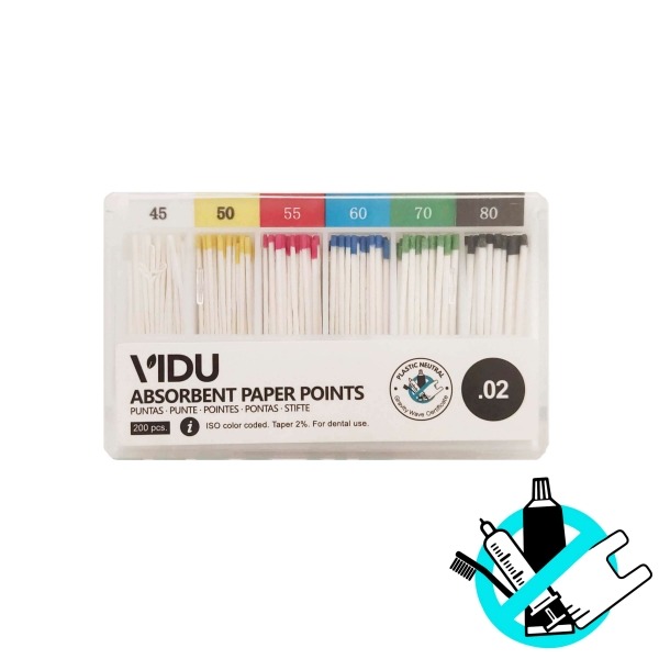 Endodontic Paper Tips .02 (200 pcs) - Assortment No. 45 - 80 Img: 202509061