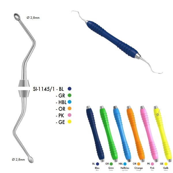 Hemingway 1145/1 Silikon Bone Curette (Ø 2.8mm) - GREEN Img: 201907271