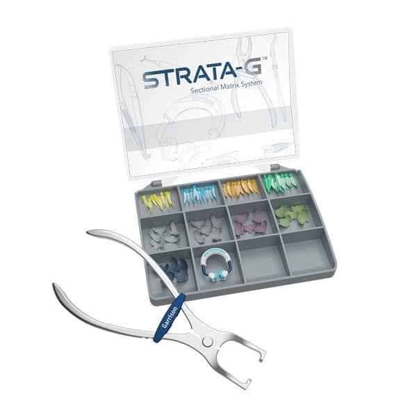 Strata-G Sectional Test MAtrix System Kit (1 ring, 25 matrices, 40 wedges, 1 ring forceps) Img: 202306101