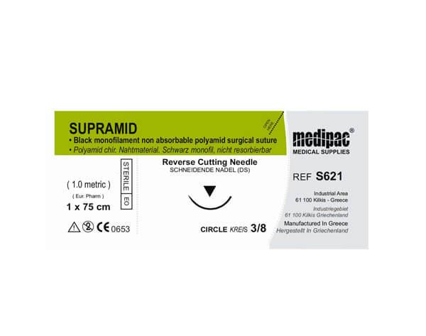 SUPRAMID Sutures 75cm 3/8circ 16mm - 3/0 75cm 3/8circ 19mm Img: 202302251