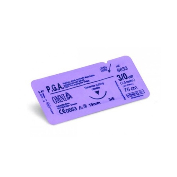Surgical Suture PGA 7/0 Extra Cutting Suture 3/8" Circle (12 pcs) Img: 202308191