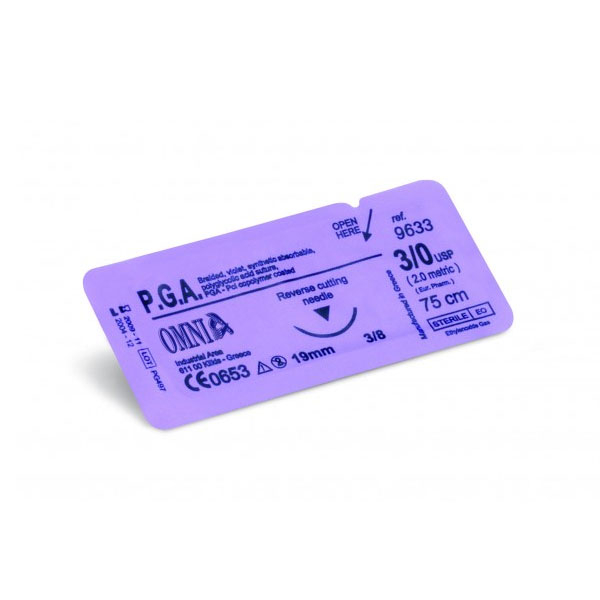 PGA 7/0 Reverse Circle Cut Surgical Suture 1/2 (12 pcs) - F. 1/2 Reverse Circular - C: LA 7 mm. Img: 202508091
