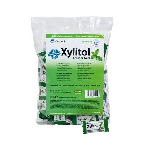Xylitol Chewing Gum: Sugar-free Chewing Gum with Xylitol (100 Packs of 2 pcs) - Peppermint Img: 202212241