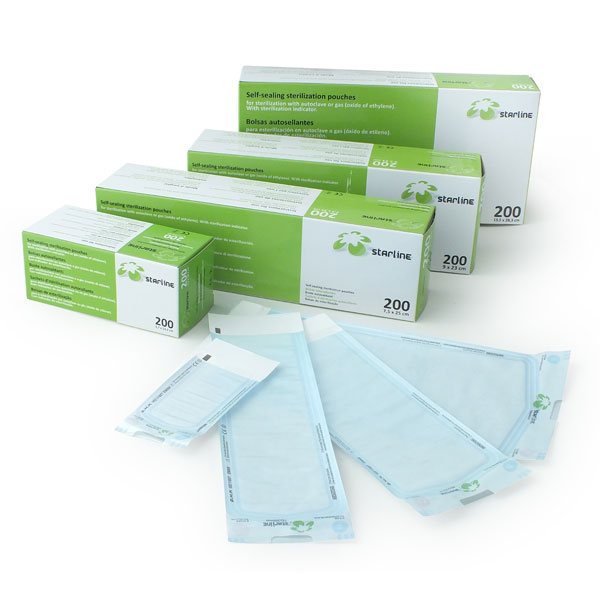 Bolsa de esterilización autosellante, 200 bolsas de autoesterilización de  2.2 x 5.1 pulgadas con indicadores para herramientas de limpieza, bolsas