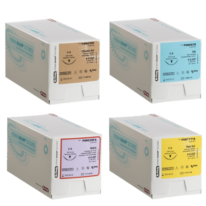 Hilo De Sutura Absorbente PGA 5-0, Aguja 3/8 Círculo Inversa, Estéril, 12 Unidades, Violeta, Para Cirugía
