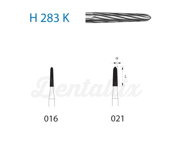 Fresa H283K de Carburo de Tungsteno para CA con Forma de Torpedo (5 uds) - Di: 016 Img: 202606271