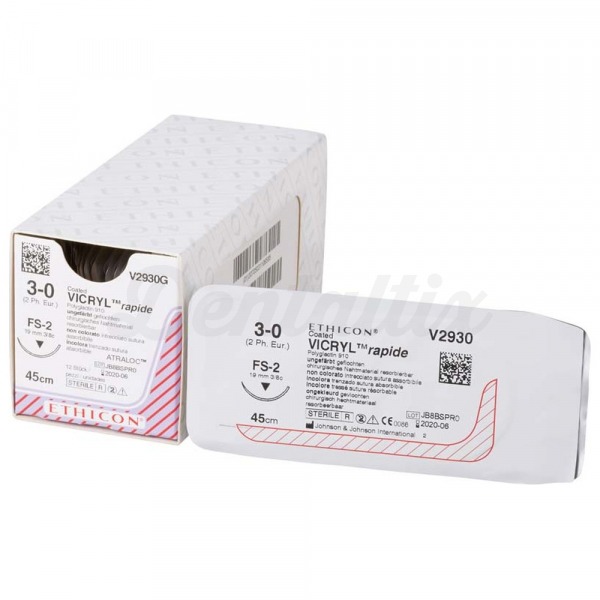 Vicryl Rapide: Suturas Reabsorbibles Sintéticas - 12 uds - T: FS2 - C: 3-0 - L.H: 45 cm Img: 202409281
