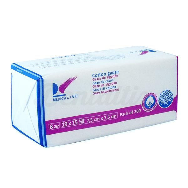 8-PLY - GASAS NO ESTÉRILES (7,5x7,5cm.) (200u.) MEDICALINE - Dentaltix