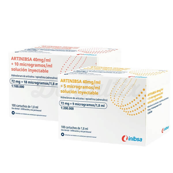 Artinibsa: Anestesia Local en Base a Articaína 4% (100 Cartuchos de 1.8 ml) - 1:100.000 Img: 202604041