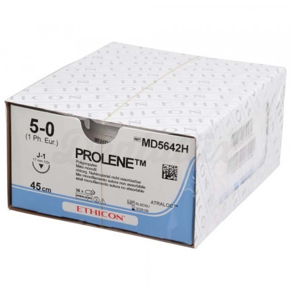 Prolene: Sutura No Reabsorbible de Polipropileno (36 uds) - T: J1 - C: 5-0 - L.H: 45 cm Img: 202409281