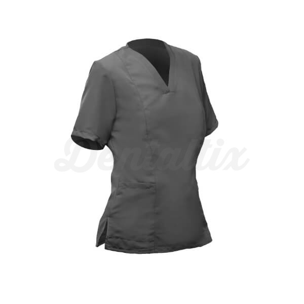 Casaca Sanitaria para Mujer con Cuello en V y Bolsillos - Antracita XS Img: 202401201