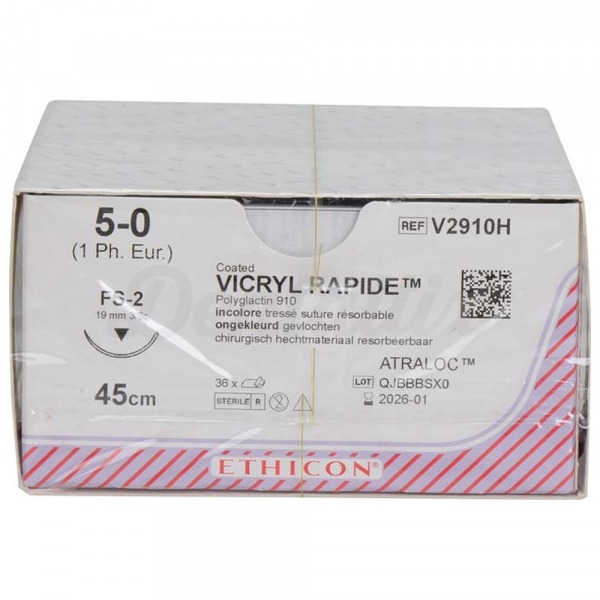 Vicryl Rapide: Suturas Reabsorbibles Sintéticas - 36 uds - T: FS2 - C: 5-0 - L.H: 45 cm Img: 202409281