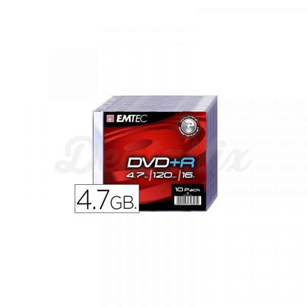 DVD-R Emtec 4,7GB 120min velocidad 16X Caja Slim 10 unidades Img: 201807281