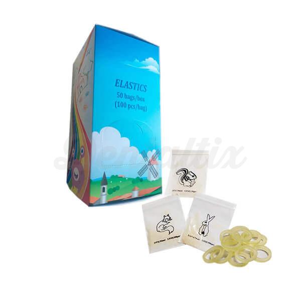 Elásticos Intraorales Latex Fuerza Ligera 2.5oz. 1/8" (3.2mm). 50 Bolsas x 100 Elásticos Img: 202111201