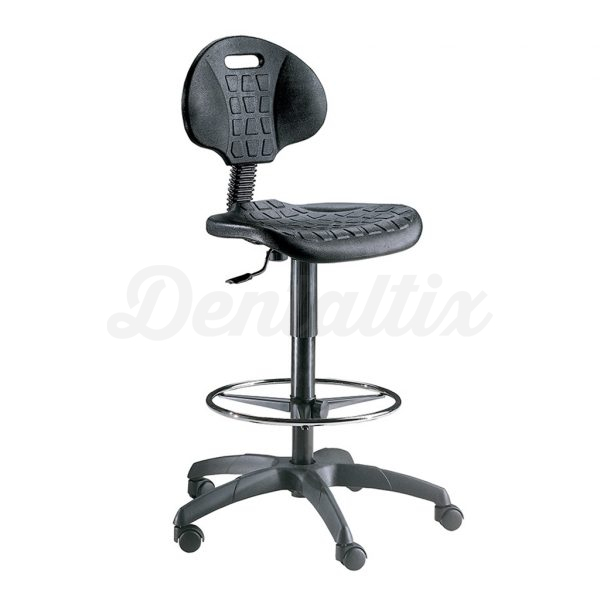 Taburete de Poliuretano con Respaldo y Aro - Negro Img: 202505311