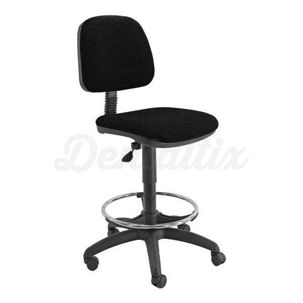 Taburete Tapizado con Respaldo y Aro - Negro Img: 202505311