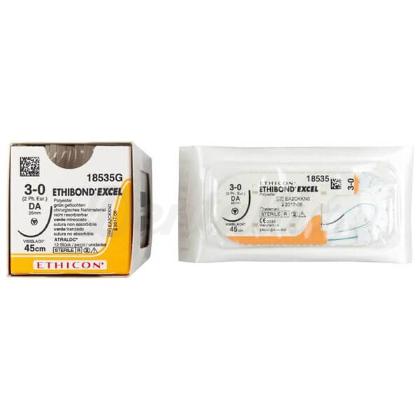 Ethibond Excel: Sutura Quirúrgica No Reabsorbible de 45 cm - T: DA VISI-BLACK -C: 3/0 -L.H: 45 cm (12 uds) Img: 202408101