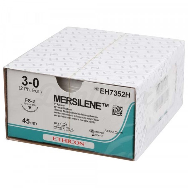 Mersilene: Sutura No Reabsorbible de Poliéster - 36 uds - T: FS2 - C: 3-0 - L.H: 45 cm Img: 202409281