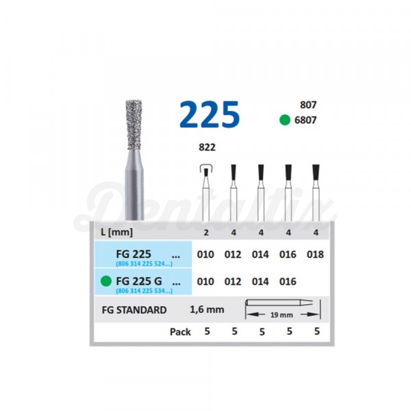 Fresa 807 de Diamante para FG Cono Invertido (5 uds) de HORICO - T: 010 - G: Medio Img: 202505171