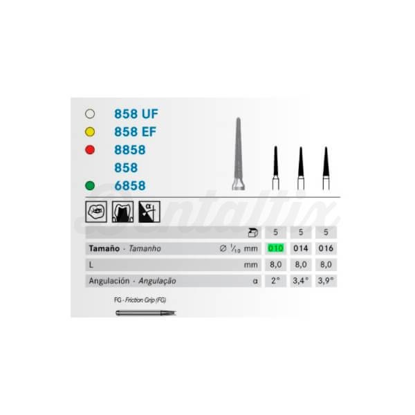 Fresas diamante 858EF Cónica Punteaguda FG (5 uds)